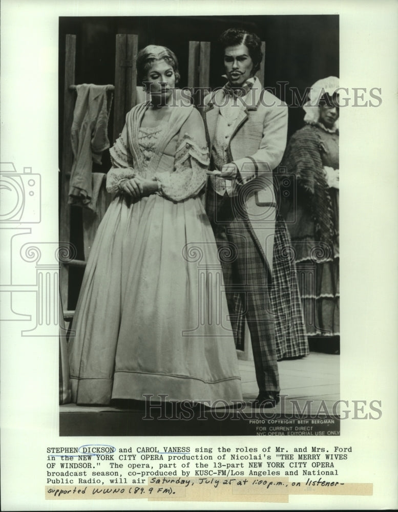 1981 Press Photo Stephen Dickson &amp; Carol Vaness in &quot;The Merry Wives of Windsor&quot; - Historic Images