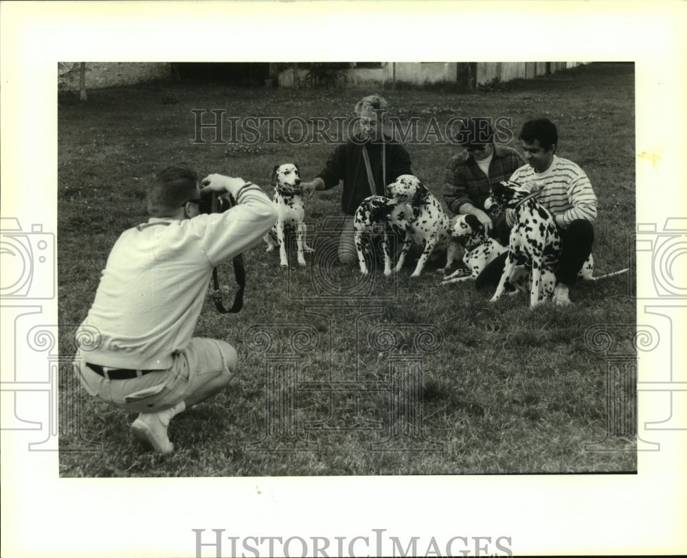 1993 Press Photo Dalmatian Dogs and owners at Cabrini Park, New Orleans, LA - Historic Images