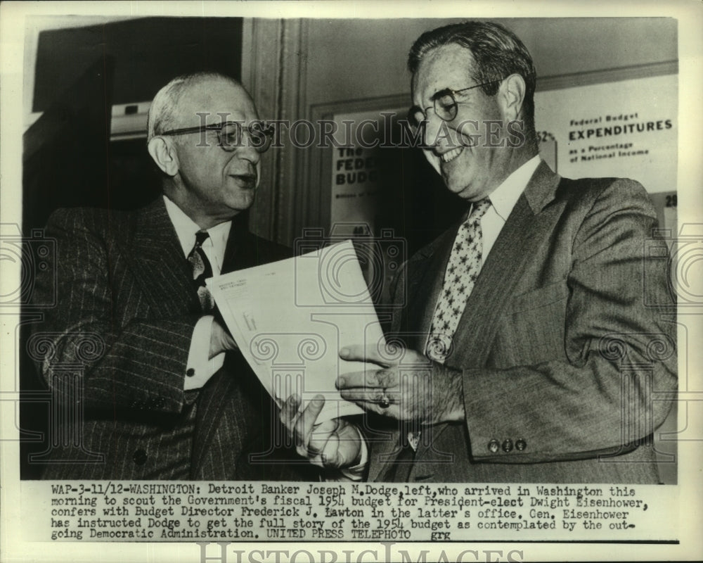 1952 Press Photo Joseph Dodge Frederick Lawton Meet In Washington D 1952-press-photo-joseph-dodge-frederick-lawton-meet-in-washington-d