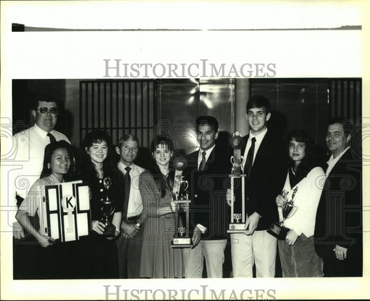 1991 Press Photo Charles Dorhauer & Members of the Bonnabel High School Key Club - Historic Images