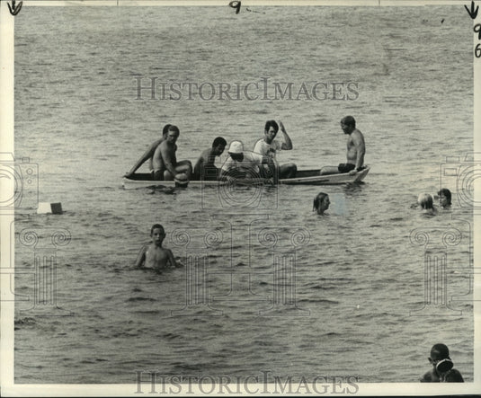 1969 Press Photo Pictured: safety hazards of swimmers & boaters. - noa94581 - Historic Images