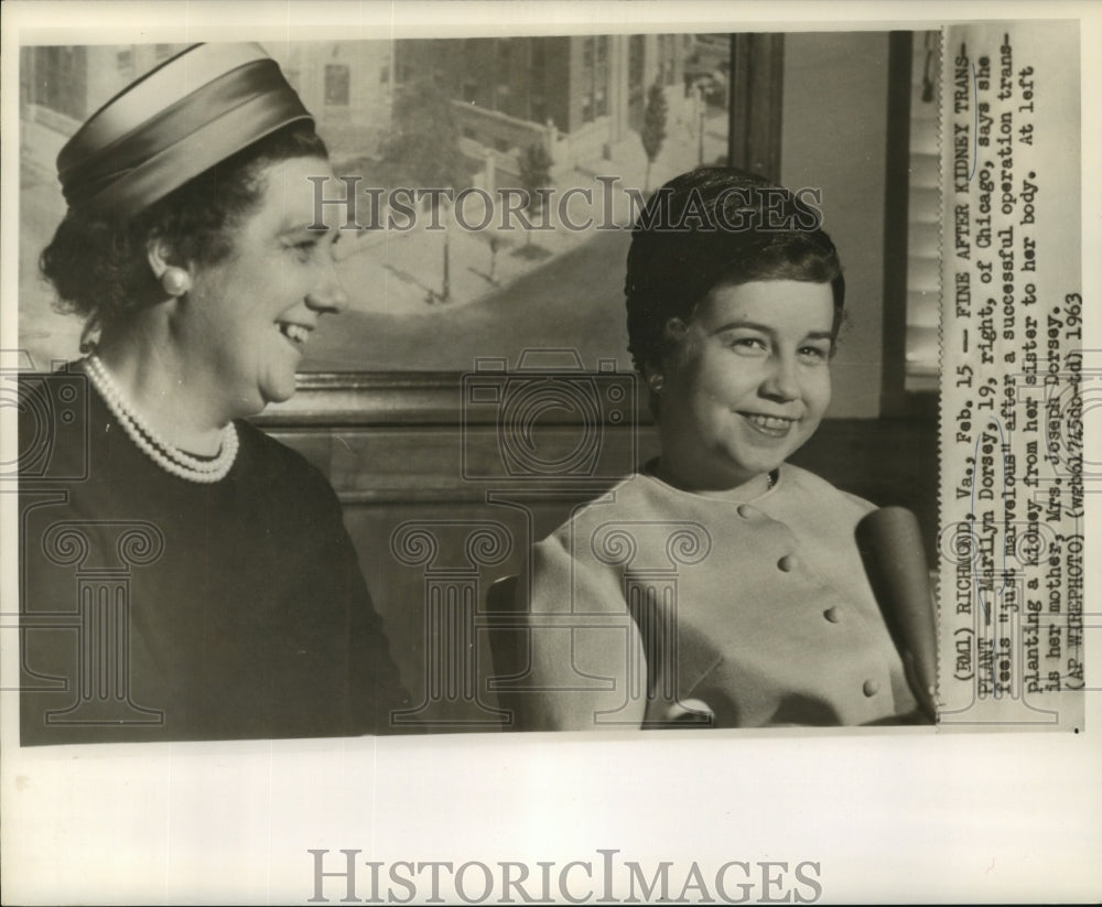 1963 Press Photo Marilyn Dorsey with Mother after Kidney Transplant - noa94881-Historic Images