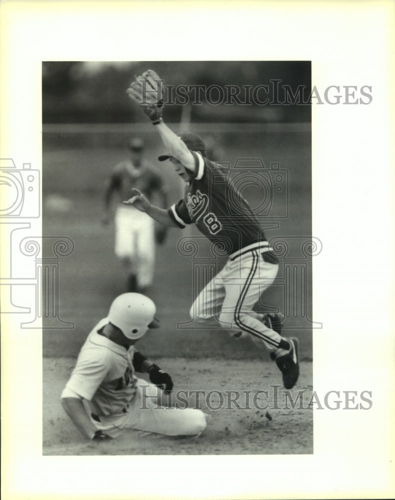 1991 Press Photo High School Baseballers Preston Roussel and Richie Edmonds - Historic Images
