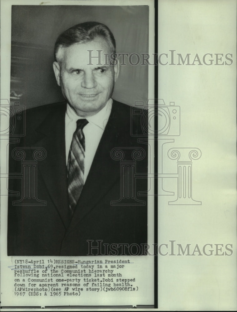 1965 Hungarian President Istvan Dobi in a file photograph. - Historic Images