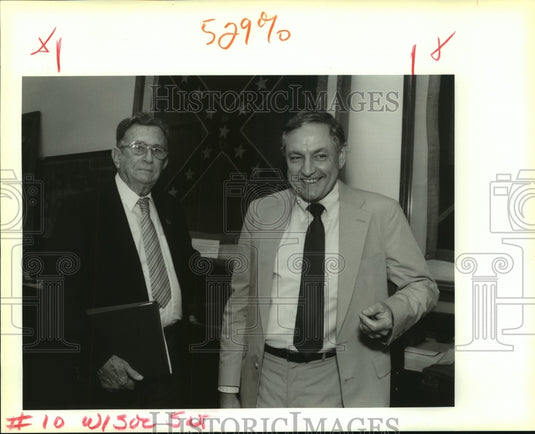 1991 Press Photo Ben Eble & John Dunlap at 100th Anniversary of Memorial Hall. - Historic Images