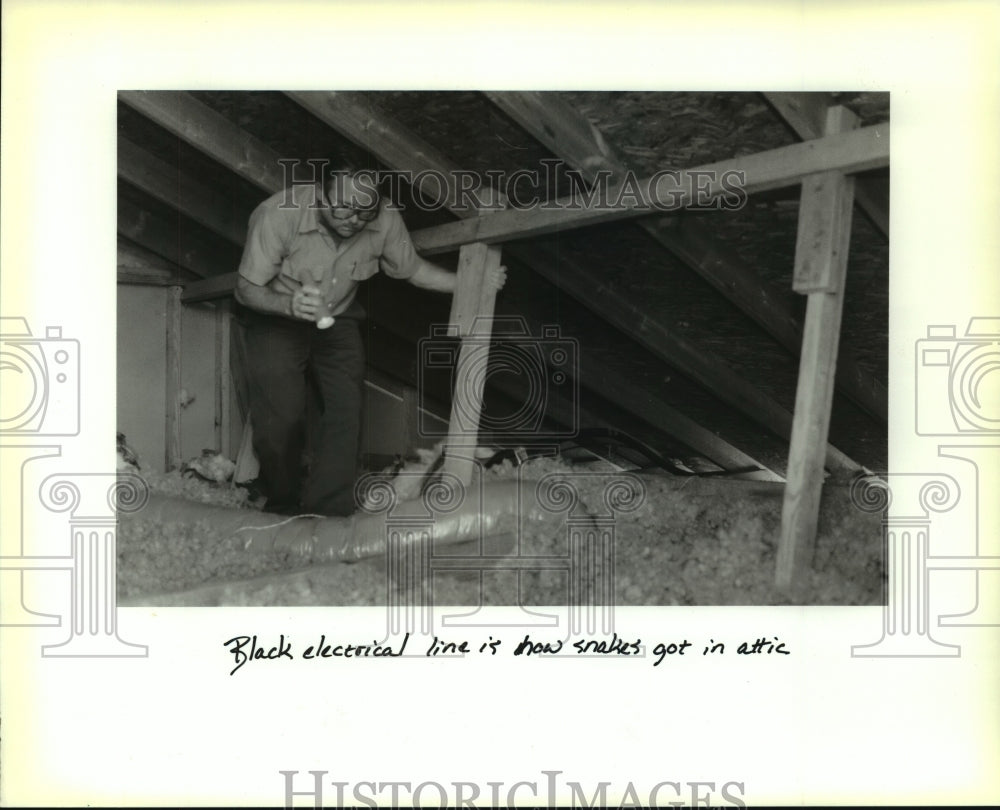 1994 Press Photo Pest control specialist Greg duTriel in Marrero for snakes - Historic Images