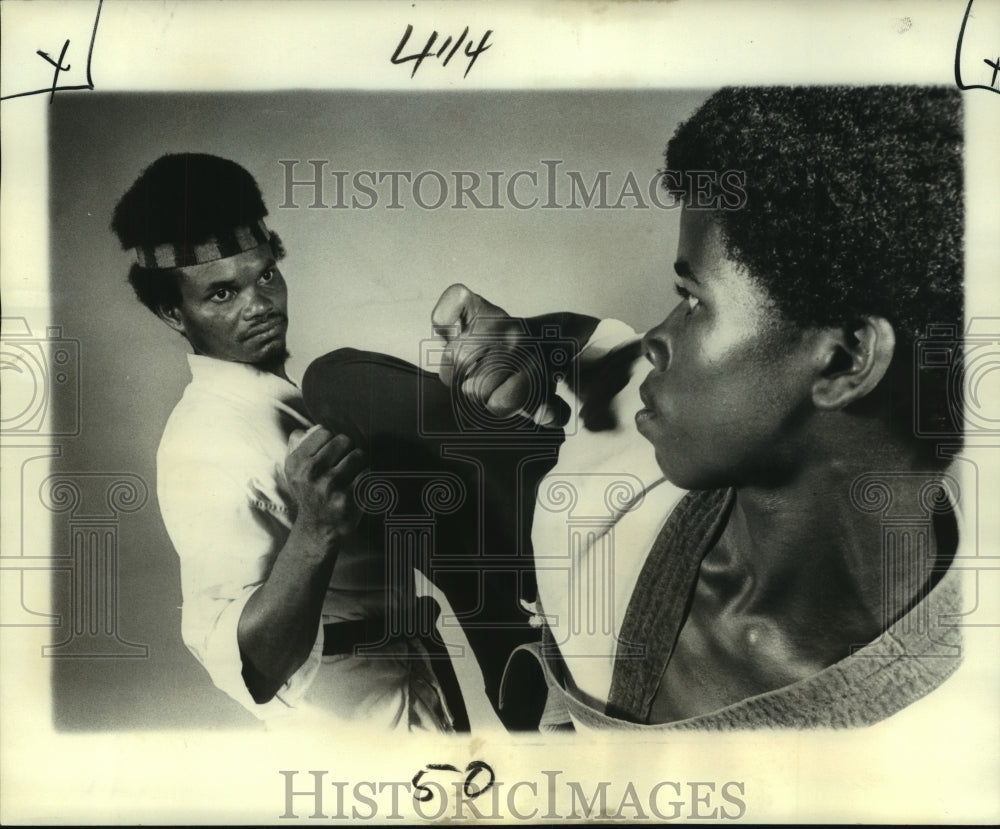 1976 Press Photo Russel Durosseau &amp; Leonard Dupree of Black Warriors Society - Historic Images