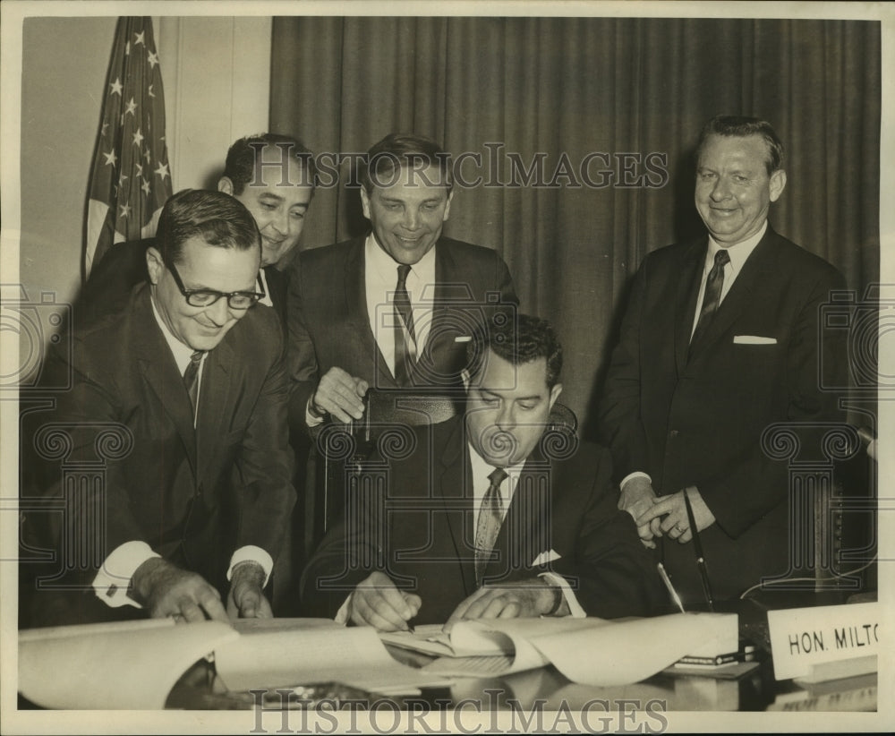 1964 Officials at Levee Board Office, New Orleans, Louisiana - Historic Images