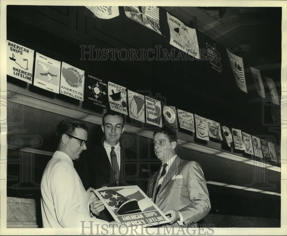 1960 Propeller Club Poster Contest Sponsors Hold Winning Poster - Historic Images