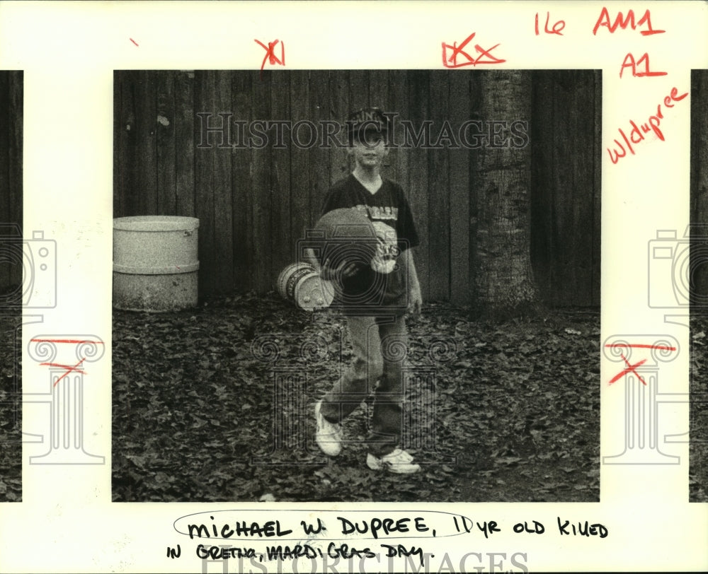 1988 Press Photo Michael W. Dupree, 11 year old killed in Gretna, Mardi Gras day - Historic Images