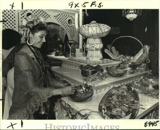1976 Miss Elena Duque, Mexican dancer at buffet-Historic Images