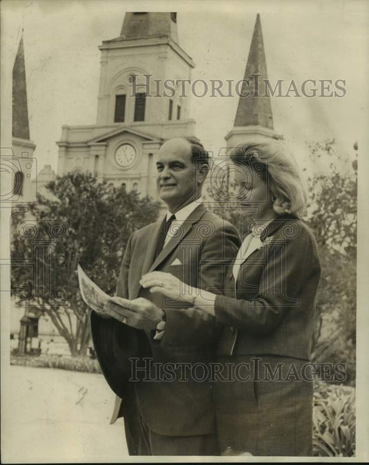 1966 Fred O. Dickinson & his wife on their tour of New Orleans - Historic Images