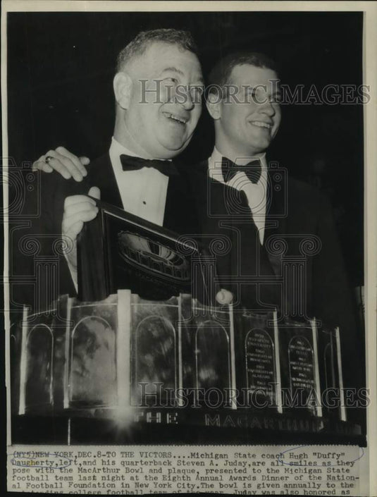 Press Photo Michigan State Hugh Daugherty & quarterback Steven A. Juday- Historic Images