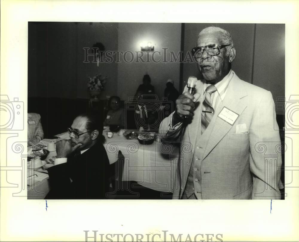 1990 Edward Dunn speaks at 60th reunion of McDonogh 35 School - Historic Images