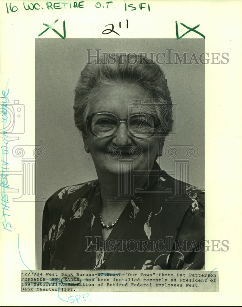 1984 Press Photo Fernande Eader National Association of Retired Federal Employee - Historic Images