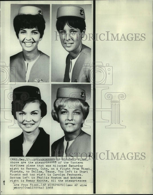 1968 Press Photo Stewardesses of hijacked Eastern Airlines plane - noa98103 - Historic Images