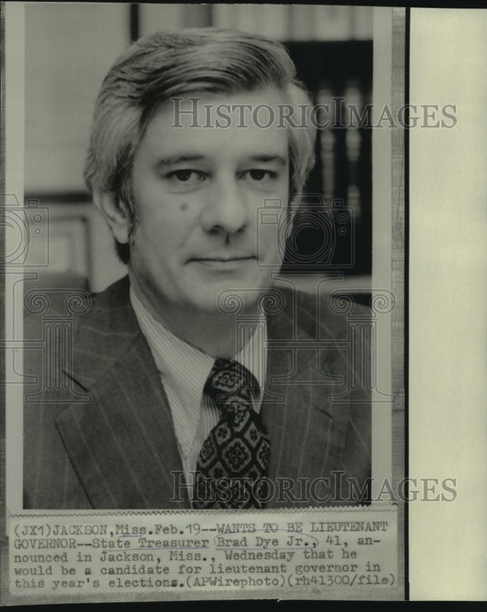 1975 Press Photo State Treasurer Brad Dye Junior, 41, Lieutenant Governor Run - Historic Images