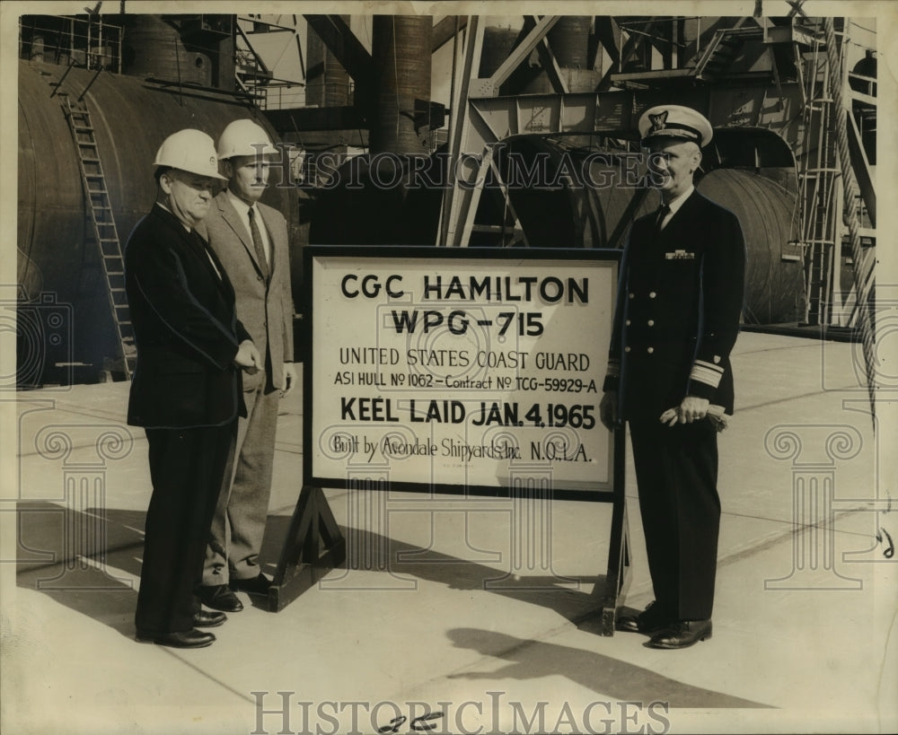 1965 Press Photo Delegates at keel laying ceremonies for C.G.C. Hamilton - Historic Images