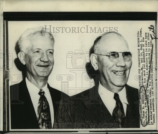 1950 Press Photo Dr. Peter Emmons &Dr. Hugh Evans favored in race for moderator. - Historic Images