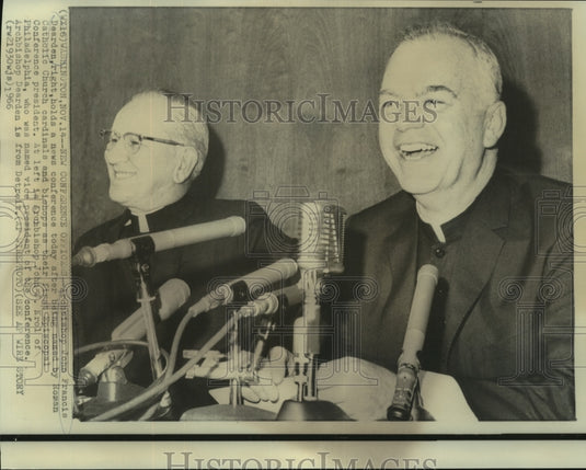 1966 Press Photo Archbishops Dearden & Krol at news conference in Washington - Historic Images