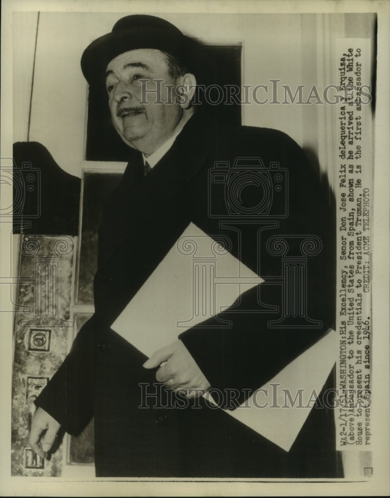 1951 Press Photo Senor Don Jose Felix y Erquiza, Ambassador to U.S. from Spain - Historic Images