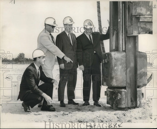 1967 Delegates check test pile for East Jefferson General Hospital-Historic Images
