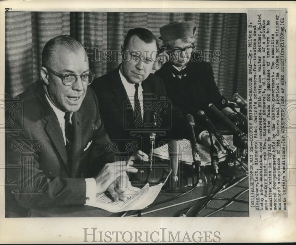 1961 Dr. Milton S. Eisenhower discusses Fidel Castro&#39;s prisoner deal-Historic Images