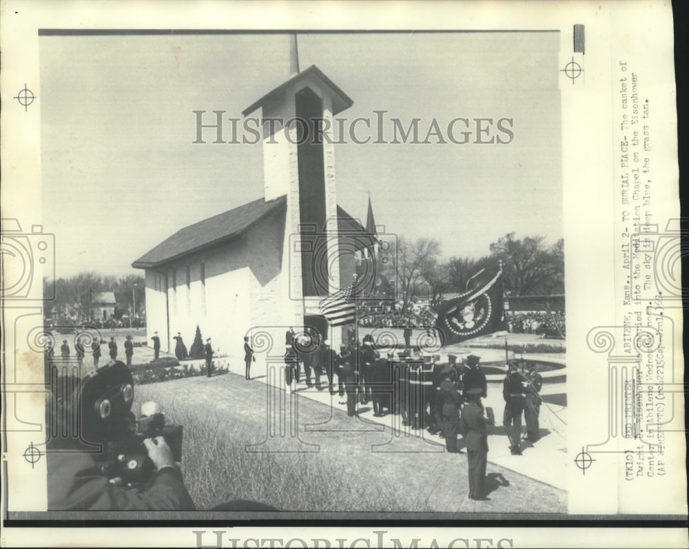 1969 Casket of Dwight D. Eisenhower carried into Mediation Chapel - Historic Images