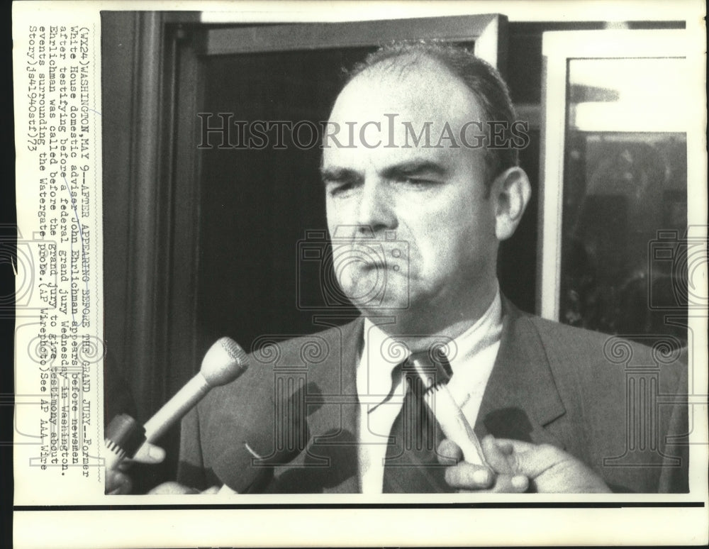 1973 John Ehrlichman appears before newsmen in Washington. - Historic Images