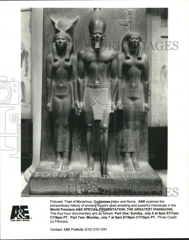 1997 Press Photo Triad of Mycerinus, Goddesses Hator and Nome - nob01552 - Historic Images