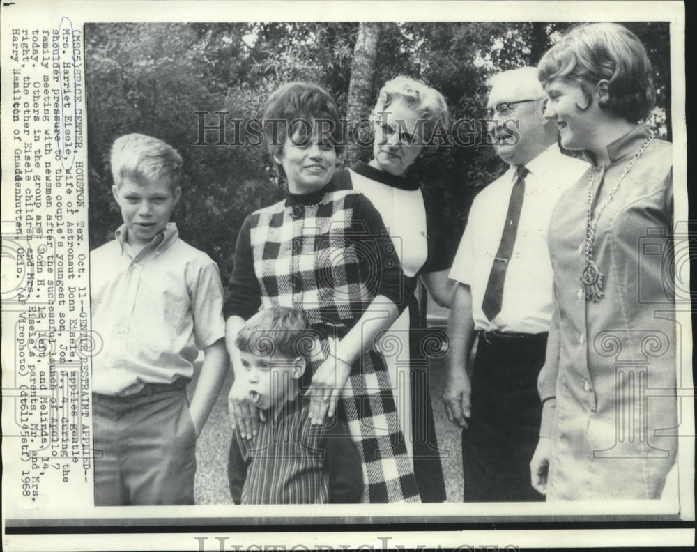 1968 Astronaut Donn Eisele's family with newsmen after launch - Historic Images