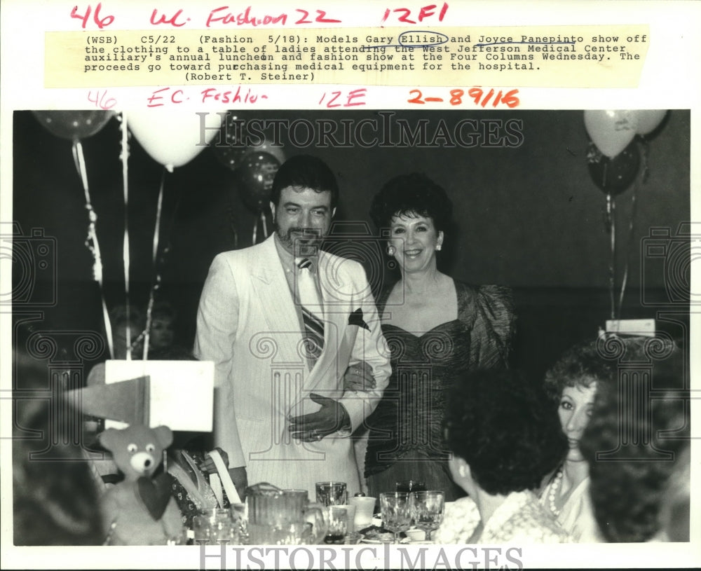 1988 Press Photo Gary Ellish &amp; Joyce Panepinto show off clothes at fashion show. - Historic Images