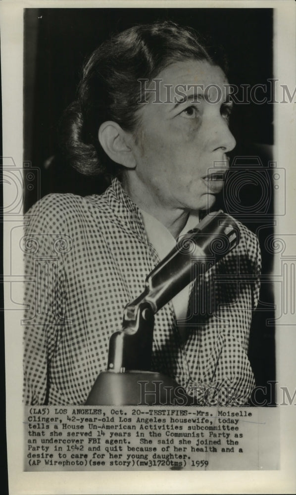 1959 Moiselle Clinger testified she served in the Communist Party-Historic Images