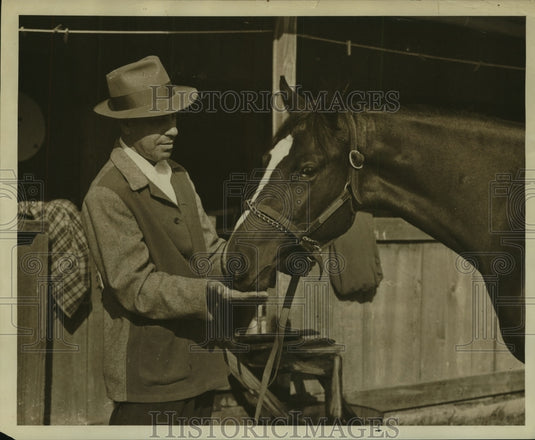 1967 Tony Ferrara, with Betty Ann, a filly named after his daughter. - Historic Images