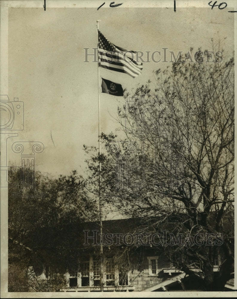 1969 Press Photo American flag at Lakeview School, 5931 Milne Street - nob05875 - Historic Images