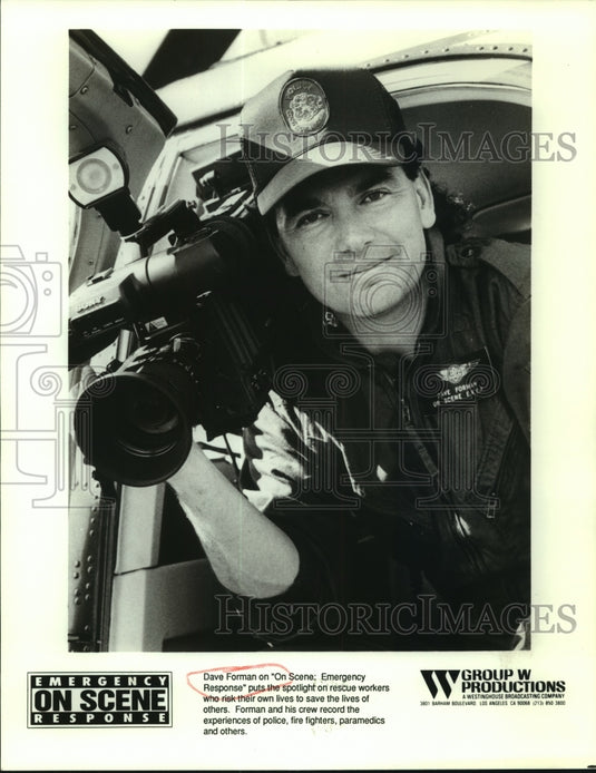 Press Photo Camera On Shoulder-Dave Forman on "On Scene: Emergency Response" - Historic Images