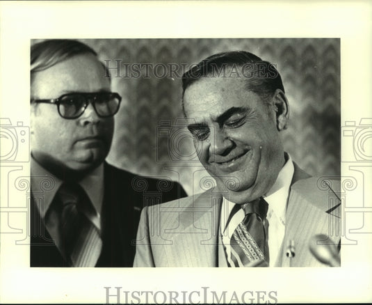 Press Photo New Orleans Businessman James Fitzmorris Smiles with Larry Smith - Historic Images
