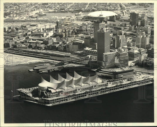 1985 Press Photo Aerial view of Canada Pavillion at Expo 86, Vancouver - Historic Images