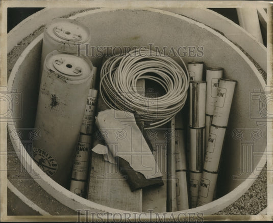 1968 Part of Cache of explosives discovery in New Orleans house - Historic Images