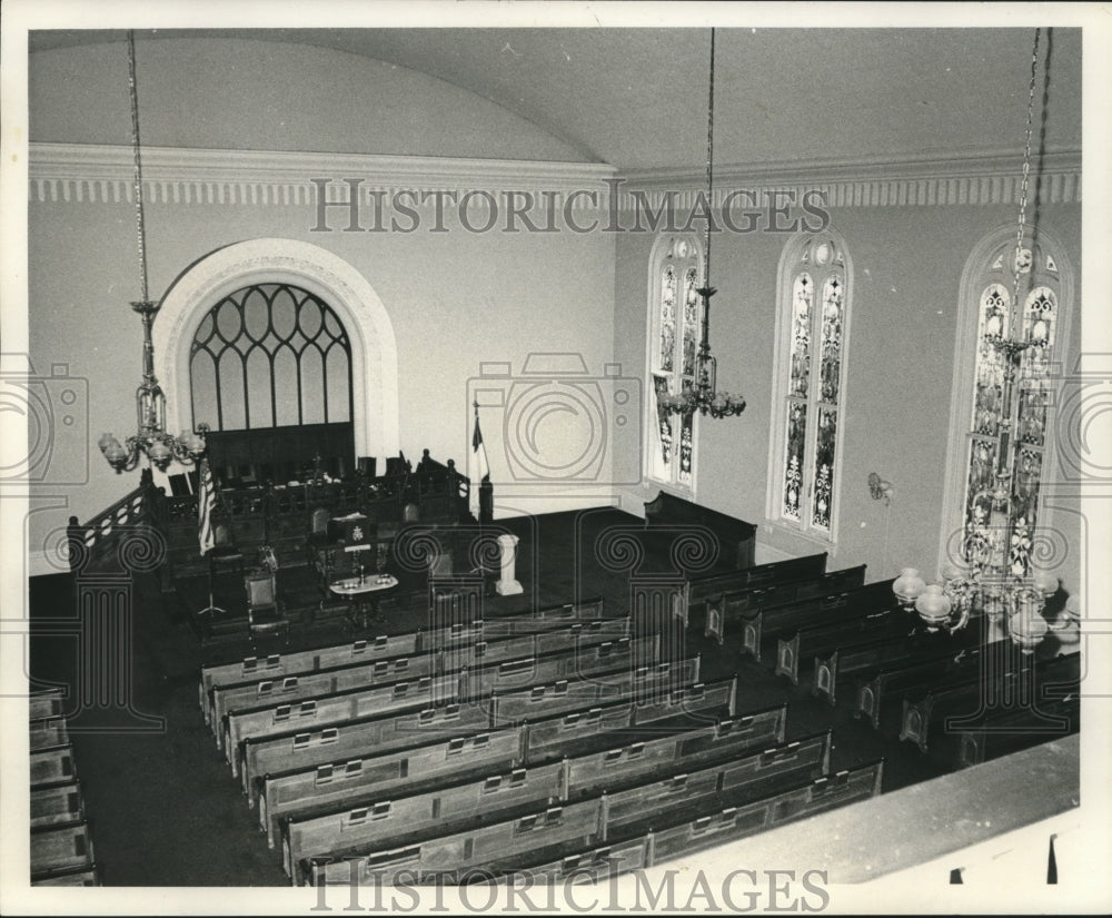 1966 Press Photo Interior of &quot;The Church With The Hand Pointing Forward&quot; - Historic Images