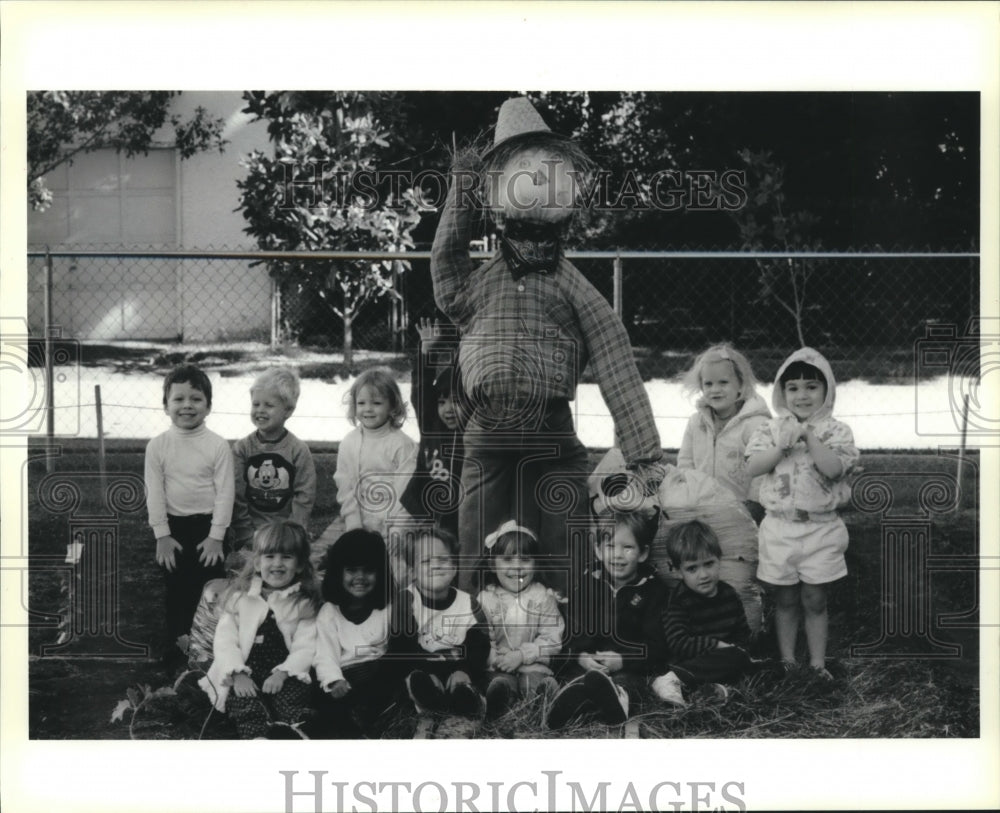 1990 Press Photo First Presbyterian Church nursery school students. - Historic Images