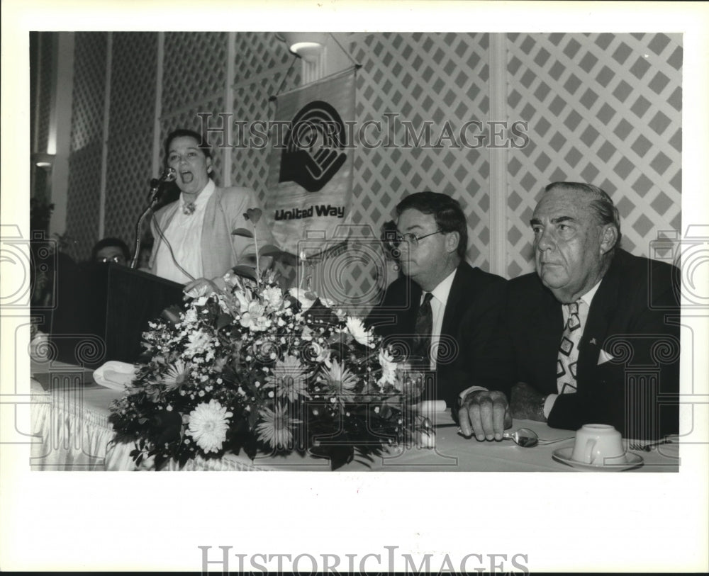 1991 Press Photo Jimmy Fitzmorris &amp; others at United Way campaign kick-off lunch - Historic Images