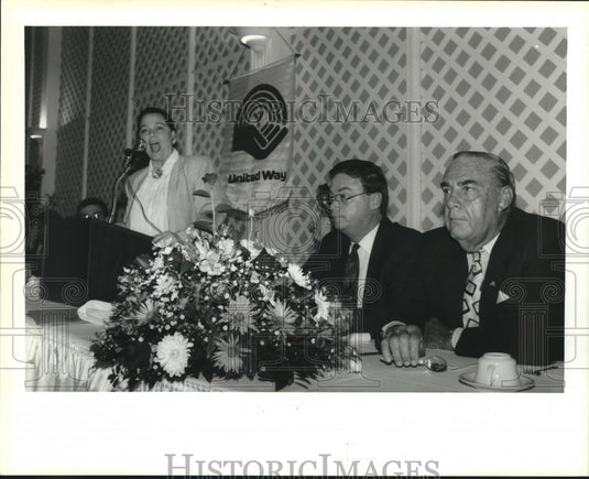 1991 Press Photo Jimmy Fitzmorris & others at United Way campaign kick-off lunch - Historic Images
