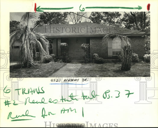 1984 Press Photo View of Metairie home sold for $100, 250. - nob09579 - Historic Images
