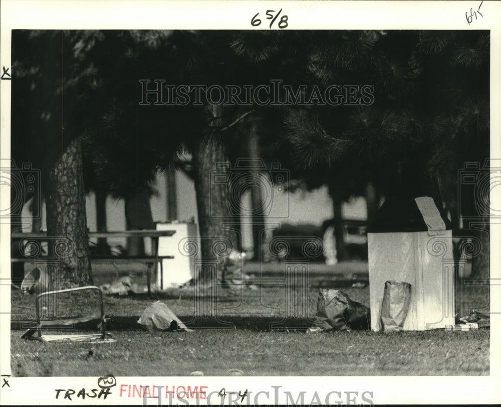 1979 Press Photo Trash leftover from 4th of July, Lakeshore and Wisner City Park - Historic Images