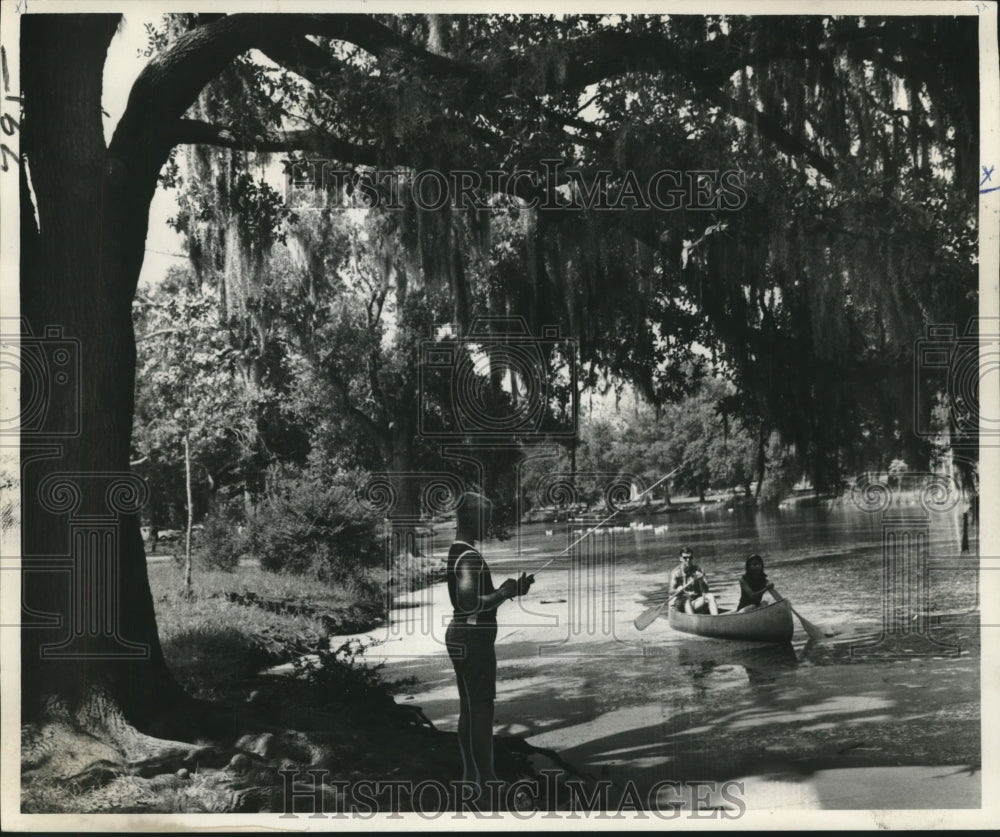 1967 Fishing and canoeing the lake in City Park on July Fourth.-Historic Images