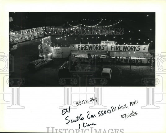 1991 Press Photo Firework stands in Gretna along WestBank Expressway - Historic Images