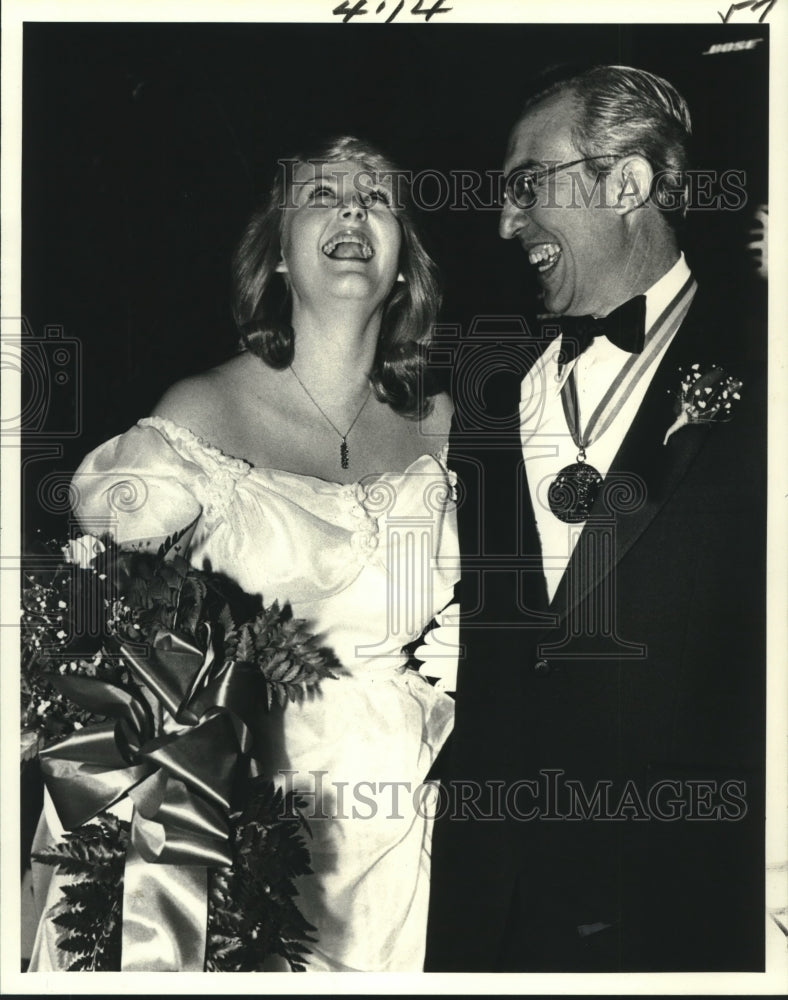 1980 Press Photo Alison Ann Fleury with father at coronation ball - nob10360 - Historic Images