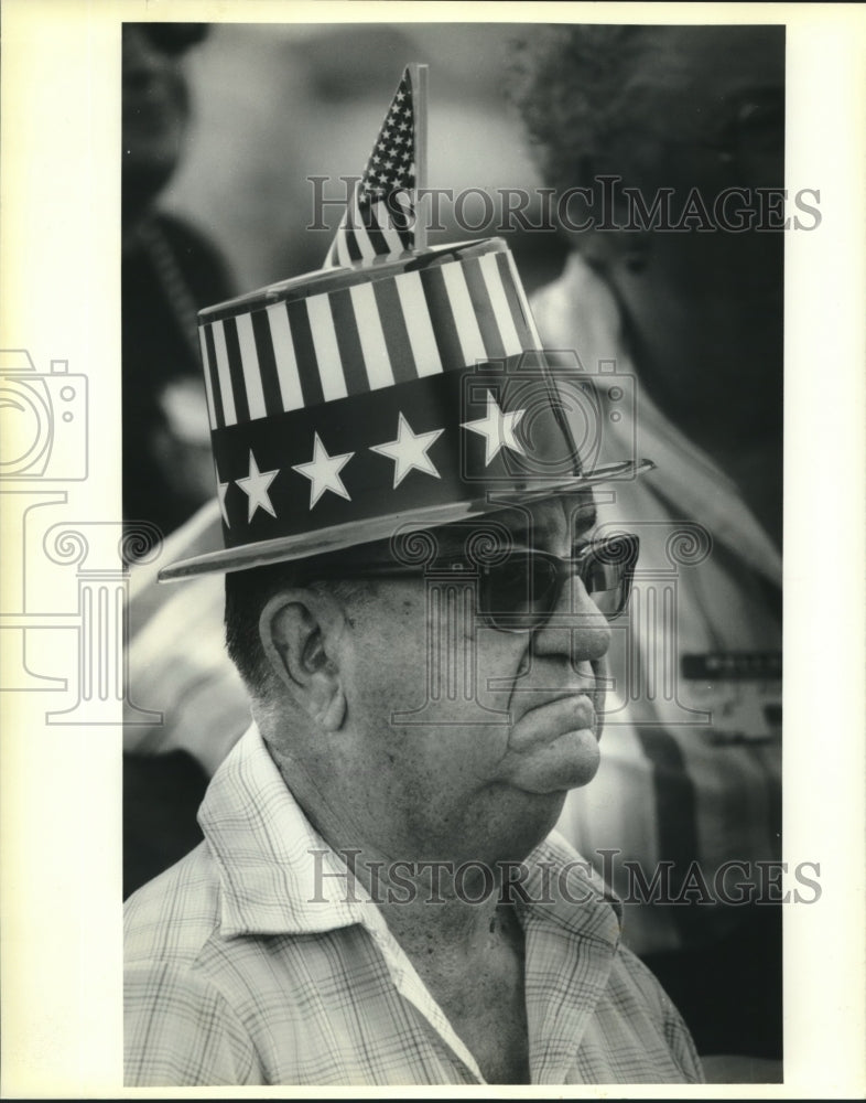 1991 Press Photo Dan Horn, WWII and Korean war veteran celebrates Fourth of July - Historic Images