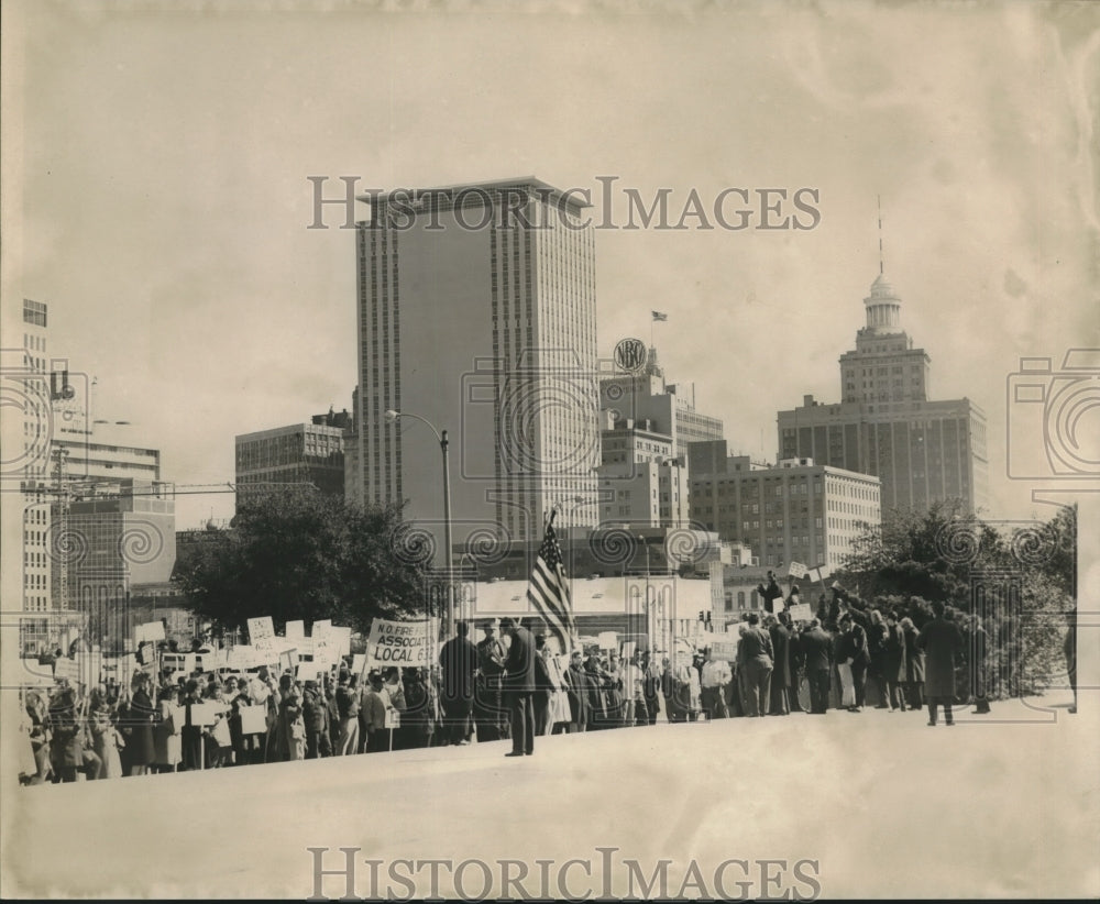 1967 New Orleans Firemen &amp; their families march on City Hal - Historic Images